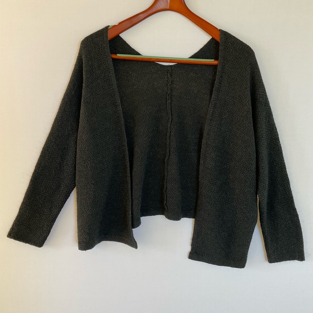 Brandy Melville Black Wool Knit Open Front Cardigan One Size Relaxed Fit Sweater